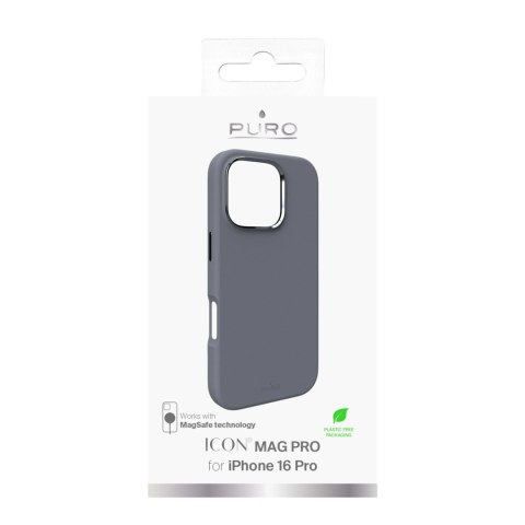 Etui silikonowe Puro Icon Mag Pro MagSafe do iPhone 16 Pro - ciemnoszare