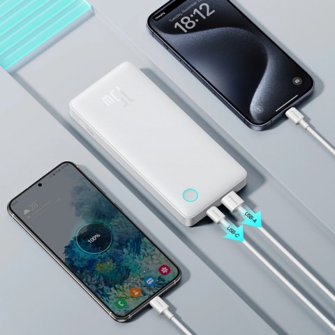 Powerbank Baseus Airpow Lite 10000mAh 15W z kablem Baseus Simple USB-A - USB-C 30cm - biały