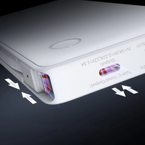 Powerbank Baseus Airpow Lite 10000mAh 22,5W z wbudowanymi kablami USB-C i Lightning - biały