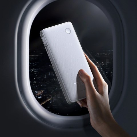 Powerbank Baseus Airpow Lite 10000mAh 22,5W z wbudowanymi kablami USB-C i Lightning - biały