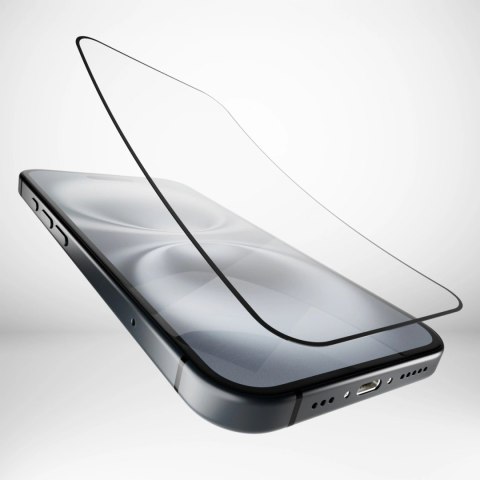 Szkło hybrydowe Puro Flexible Glass D3O z czarną ramką do iPhone 16 / iPhone 15 / iPhone 15 Pro