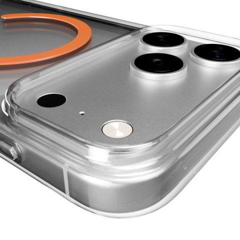 Etui Puro Lite Mag TPU+PC kompatybilne z MagSafe na iPhone 17 Pro Max - przezroczyste z pomarańczowym pierścieniem