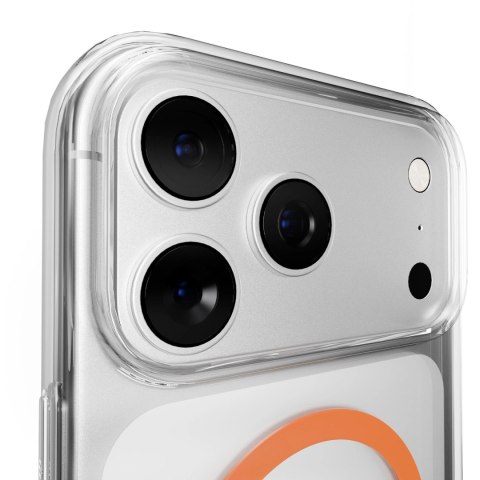 Etui Puro Lite Mag TPU+PC kompatybilne z MagSafe na iPhone 17 Pro Max - przezroczyste z pomarańczowym pierścieniem
