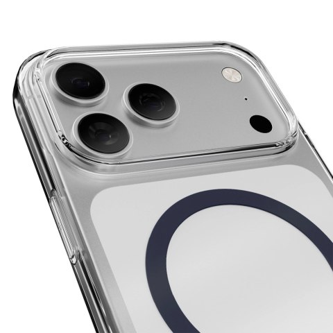 Etui Puro Lite Mag TPU+PC kompatybilne z MagSafe na iPhone 17 Pro - przezroczyste z niebieskim pierścieniem