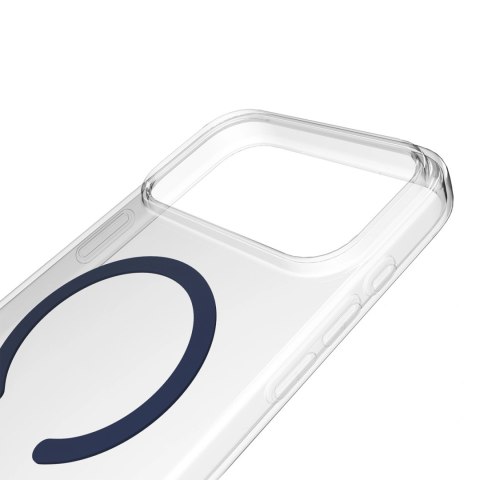 Etui Puro Lite Mag TPU+PC kompatybilne z MagSafe na iPhone 17 Pro - przezroczyste z niebieskim pierścieniem