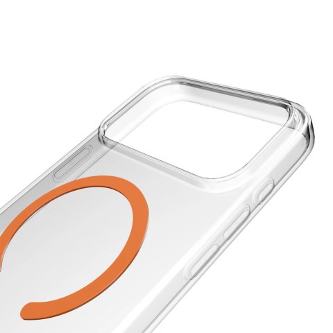 Etui Puro Lite Mag TPU+PC kompatybilne z MagSafe na iPhone 17 Pro - przezroczyste z pomarańczowym pierścieniem