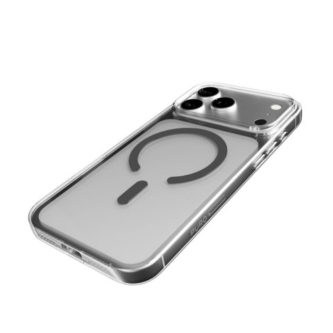 Etui Puro Lite Mag TPU+PC kompatybilne z MagSafe na iPhone 17 Pro - przezroczyste z szarym pierścieniem