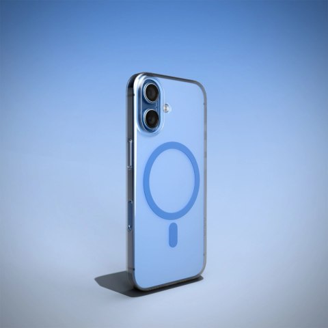 Etui Puro Lite Mag TPU+PC kompatybilne z MagSafe na iPhone 17 - przezroczyste z niebieskim pierścieniem