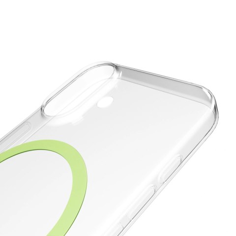 Etui Puro Lite Mag TPU+PC kompatybilne z MagSafe na iPhone 17 - przezroczyste z zielonym pierścieniem