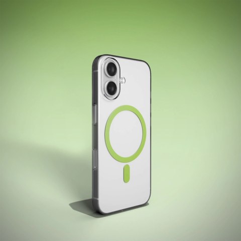 Etui Puro Lite Mag TPU+PC kompatybilne z MagSafe na iPhone 17 - przezroczyste z zielonym pierścieniem