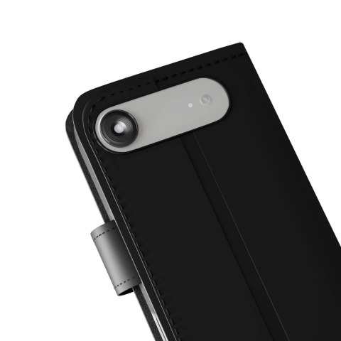 Etui Puro Wallet Stand na iPhone 17 Air z ekoskóry, z klapką, portfelem i funkcją podstawki - czarne