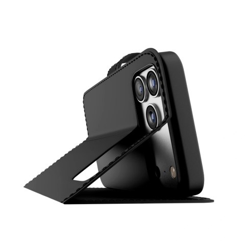 Etui Puro Wallet Stand na iPhone 17 Pro Max z ekoskóry, z klapką, portfelem i funkcją podstawki - czarne