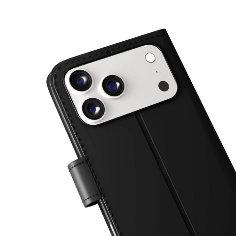 Etui Puro Wallet Stand na iPhone 17 Pro Max z ekoskóry, z klapką, portfelem i funkcją podstawki - czarne
