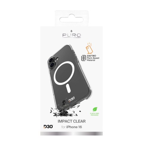 Etui silikonowe Puro Impact Clear D3O MagSafe do iPhone 16 - przezroczyste