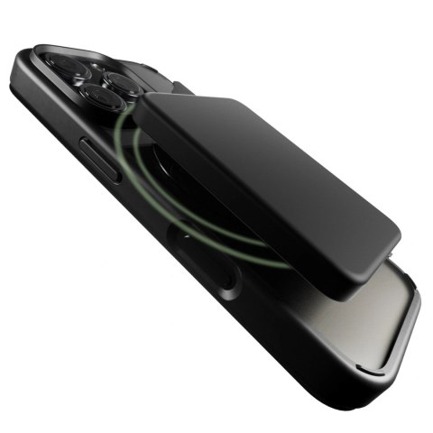 Etui skórzane Puro Book Mag MagSafe z klapką i schowkiem na karty do iPhone 16 Pro - czarne