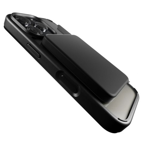 Etui skórzane Puro Book Mag MagSafe z klapką i schowkiem na karty do iPhone 16 Pro - czarne