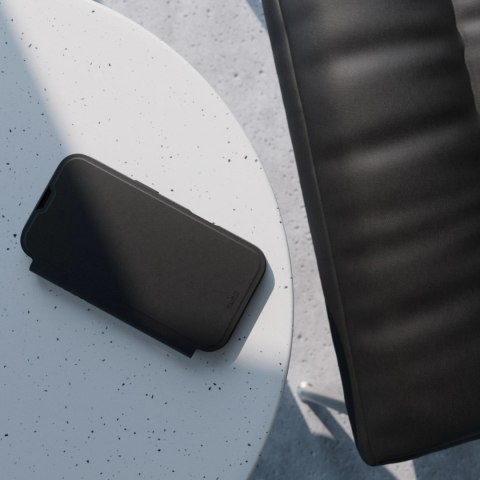 Etui skórzane Puro Book Mag MagSafe z klapką i schowkiem na karty do iPhone 16 Pro - czarne