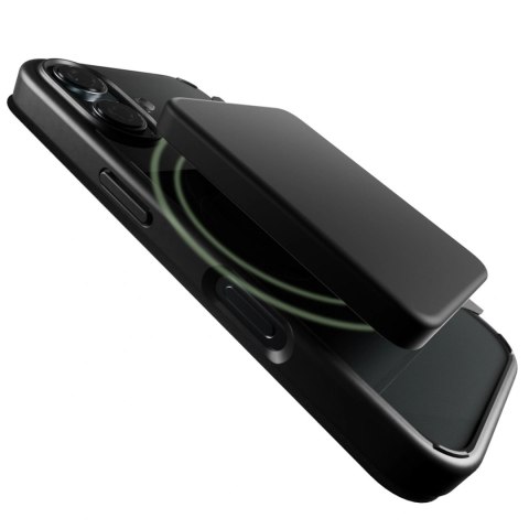 Etui skórzane Puro Book Mag MagSafe z klapką i schowkiem na karty do iPhone 16 - czarne