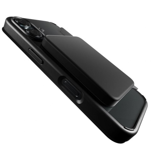 Etui skórzane Puro Book Mag MagSafe z klapką i schowkiem na karty do iPhone 16 - czarne