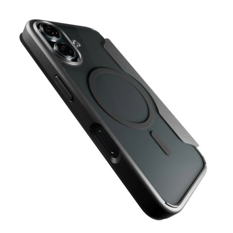 Etui skórzane Puro Book Mag MagSafe z klapką i schowkiem na karty do iPhone 16 - czarne