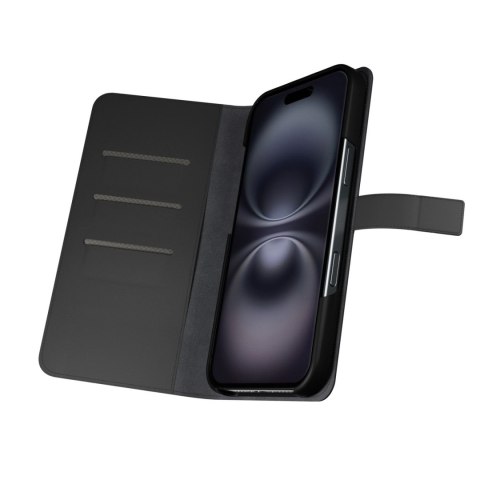 Etui z ekoskóry Puro Wallet Detachable MagSafe 2w1 z klapką i portfelem do iPhone 16 - czarne