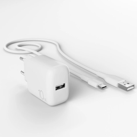 Ładowarka sieciowa Puro PROLITE 10W USB-A + kabel USB-A - USB-C 1.2m - biała