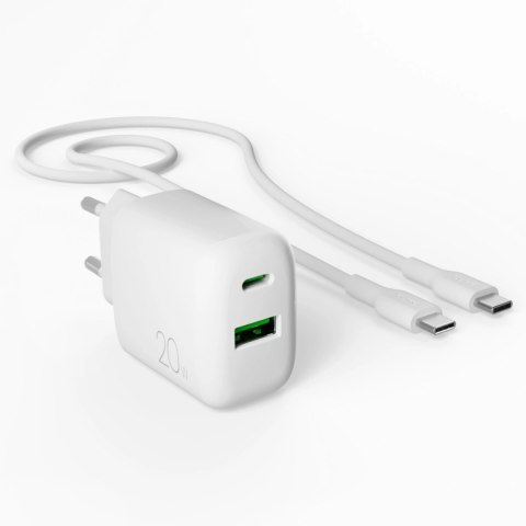 Ładowarka sieciowa Puro PROLITE 20W USB-A / USB-C + kabel USB-C - USB-C 1.2m - biała