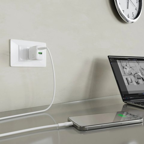 Ładowarka sieciowa Puro PROLITE 25W USB-A / USB-C + kabel USB-C - USB-C 1.2m - biała