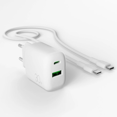 Ładowarka sieciowa Puro PROLITE 30W USB-A / USB-C + kabel USB-C - USB-C 1.2m - biała