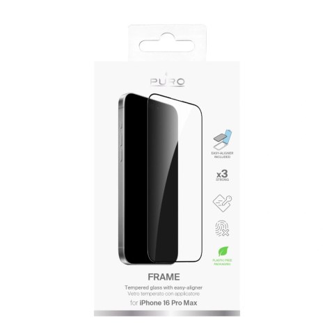 Szkło hartowane Puro Frame Tempered Glass z ramką do iPhone 16 Pro Max