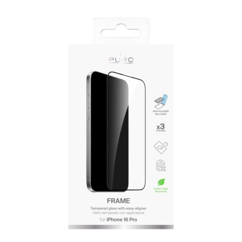 Szkło hartowane Puro Frame Tempered Glass z ramką do iPhone 16 Pro