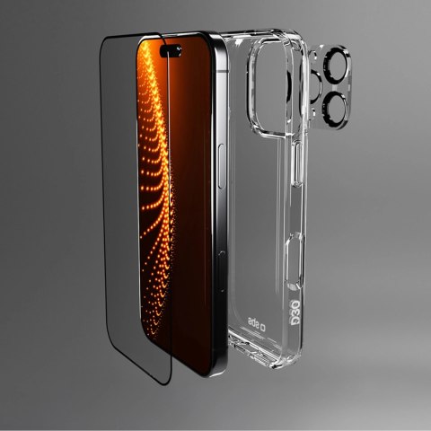 Zestaw SBS z technologią D3O na iPhone 16 Pro - etui + szkło ochronne na ekran i aparat - przezroczyste