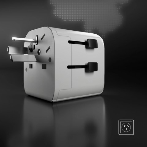 Adapter podróżny SBS uniwersalny - EU 2xUSB-A - biały