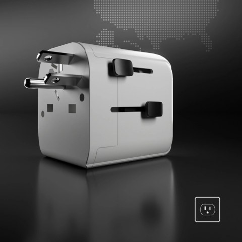 Adapter podróżny SBS uniwersalny - EU 2xUSB-A - biały