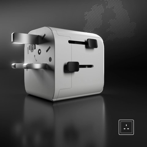 Adapter podróżny SBS uniwersalny - EU 2xUSB-A - biały