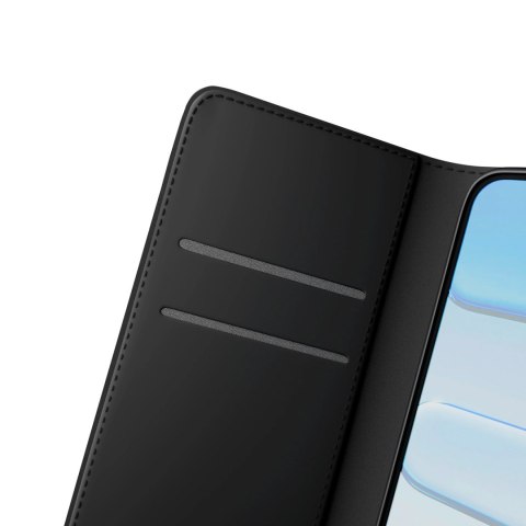 Etui Puro Wallet Stand na iPhone 17 Pro z ekoskóry, z klapką, portfelem i funkcją podstawki - czarne