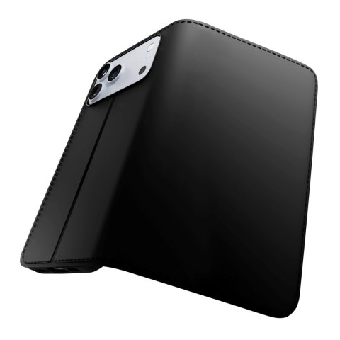 Etui Puro Wallet Stand na iPhone 17 Pro z ekoskóry, z klapką, portfelem i funkcją podstawki - czarne