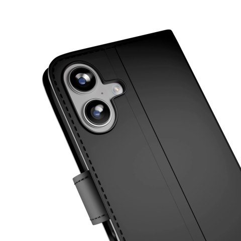 Etui Puro Wallet Stand na iPhone 17 z ekoskóry, z klapką, portfelem i funkcją podstawki - czarne