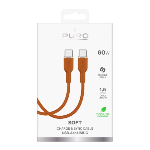 Kabel Puro ICON USB-C - USB-C 1,5m - pomarańczowy