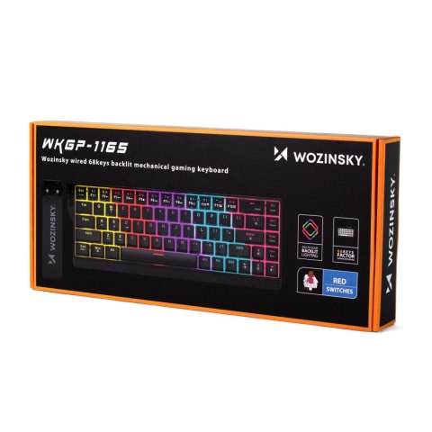 Klawiatura gamingowa Wozinsky WKGP-1165 mechaniczna podświetlana RGB - czarna