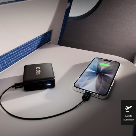 Powerbank SBS HD 30W 10000mAh USB-C z wyświetlaczem LCD - czarny