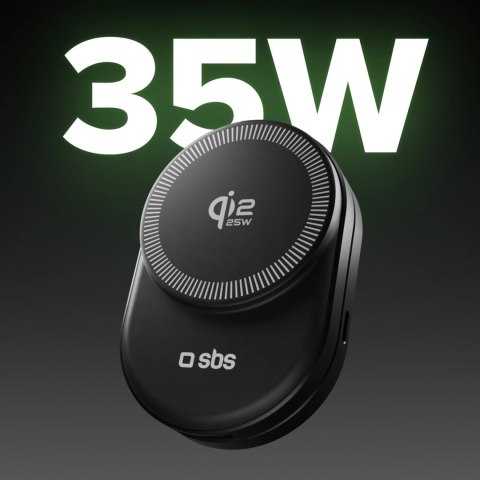 Stacja ładująca SBS Qi2.2 25W indukcyjna 3w1 składana z certyfikatem MFI - czarna