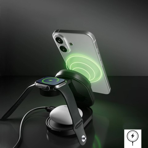 Stacja ładująca SBS Qi2.2 25W indukcyjna 3w1 składana z certyfikatem MFI - czarna