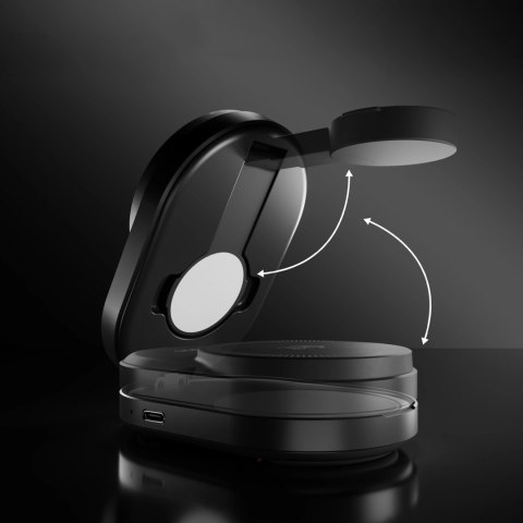 Stacja ładująca SBS Qi2.2 25W indukcyjna 3w1 składana z certyfikatem MFI - czarna