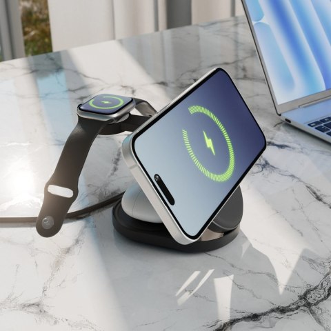 Stacja ładująca SBS Qi2.2 25W indukcyjna 3w1 składana z certyfikatem MFI - czarna