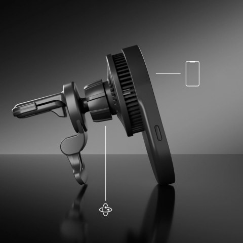 Uchwyt magnetyczny SBS z ładowarką bezprzewodową Qi2.2 25W z chłodzeniem aktywnym - czarny