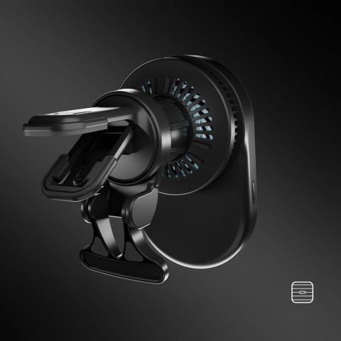 Uchwyt magnetyczny SBS z ładowarką bezprzewodową Qi2.2 25W z chłodzeniem aktywnym - czarny