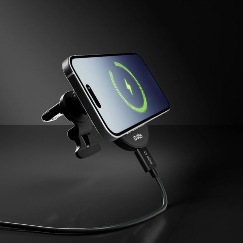 Uchwyt magnetyczny SBS z ładowarką bezprzewodową Qi2.2 25W z chłodzeniem aktywnym - czarny