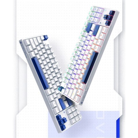 Klawiatura gamingowa Machenike K500B-B87 przewodowa mechaniczna podświetlana Red Switch - biała