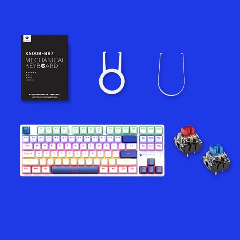 Klawiatura gamingowa Machenike K500B-B87 przewodowa mechaniczna podświetlana Red Switch - biała